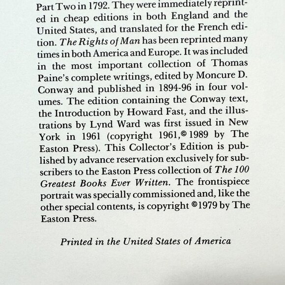 Easton Press Thomas Paine "Rights Of Man" Leather-Bound Collector's Ed. (1979) - Picture 10 of 15